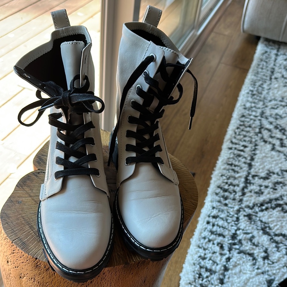 rag & bone White Lace Up Boots